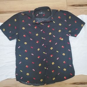 Burgers and fries button down